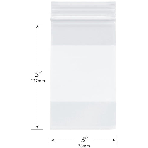 Plymor 3" x 5" Reclosable Plastic Bags, 2 Mil, Pack of 500