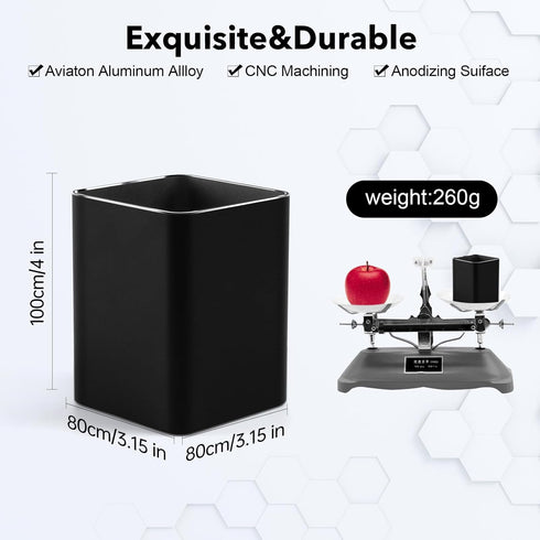 Metal Square Pen Holder for Desk, Aluminum Desktop Organizer and Makeup Brush Storage Box for Office, School, Home