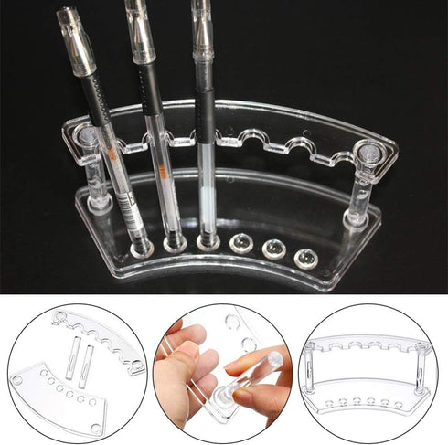 Clear Plastic Pen Holder Display Stand - 4 Pack, 6-Slot Organizer for Home Office & Store Use