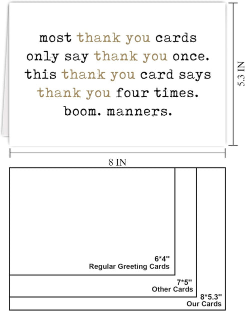 GVMGVM Funny & Sarcastic Thank You Card, Humorous Thank You Card for Doctor Nurse Teacher Boss Coworker Friend