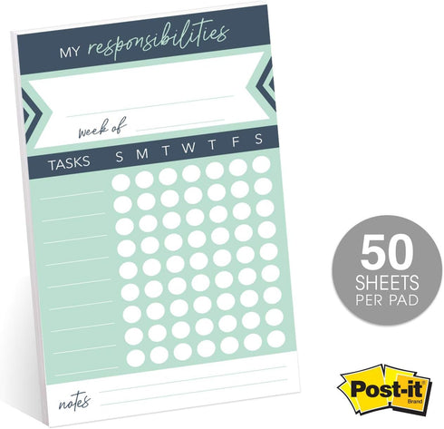 Modern Weekly Chore Chart / 6" x 10" Sticky Note Fill-in Task List/Homeschool Task Assignment List by Canopy Street