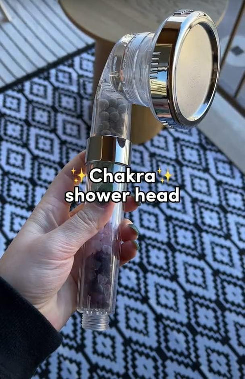 MineralStream Chakra Showerhead with Natural Gemstones, Therapeutic Crystals, Purification of Water Mineralization