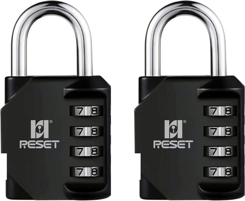 RESET-060 2 Pack 4 Digit Combination Lock, Outdoor Padlock for School Gym Locker Fence Toolbox