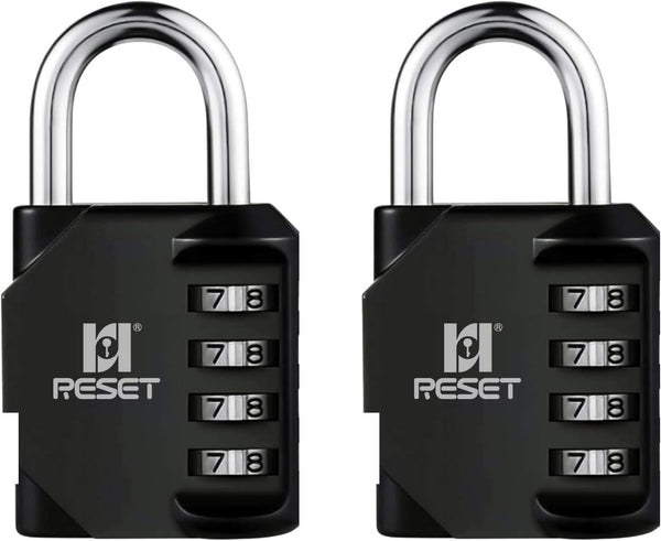 RESET-060 2 Pack 4 Digit Combination Lock, Outdoor Padlock for School Gym Locker Fence Toolbox
