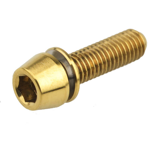 Titanium Ti Allen Hex M5x16 18mm Tapered Head Bolt with Washer, Pack of 6 (Gold)