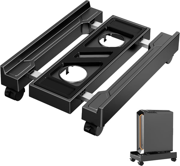 CABTE Adjustable Computer Tower Stand, Mobile CPU Stand with 4 Rolling Caster Wheels,