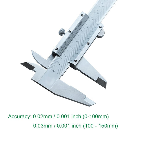 Vernier Caliper 6 Inch, 6" Non Digital Caliper, 0-6Inch/0-150mm,0.001 inch/0.02mm High Precision Caliper, Measuring Caliper Tool