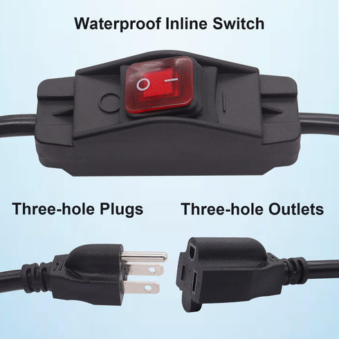 TWTADE 3 Prong Extension Cord with Waterproof Inline Switch On/Off 14AWG 1.5FT Outlets Power Cords Heavy Duty Extension Cord 30A 125V/15A 250V AC for Electrical Appliances