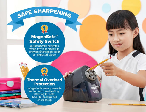 Bostitch Office QuietSharp 6 Electric Pencil Sharpener, Heavy Duty Classroom Sharpener with Size Selector