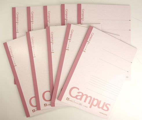 KOKUYO Campus Notebook, A 7mm Ruled, Semi-B5, 30 Sheets, 30 Lines, Pink, Pack of 10, Japan Import (NO-3ANX10)