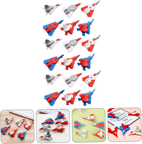 TOYANDONA 18pcs Mini Pencil Erasers, Novelty Puzzles for Kids, Airplane Model Toy, Holiday Bag Filler