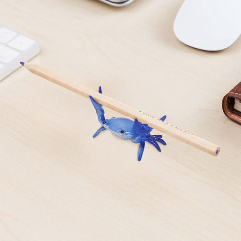 Dark Blue Creative Crab Pen Holder, Weightlifting Crabs Storage Rack for Office Desktop Decoration