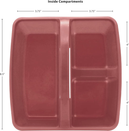 Teacher Created Resource Deep Rose Portable Plastic Storage Caddy 6-Pack, 3 Compartments for Classroom and Office