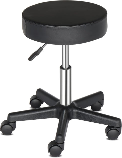 Hikarinowa Modern Round Rolling Stool Chair,PU Leather Swivel Adjustable Rolling Stools,Office Drafting Chairs,Ergonomic