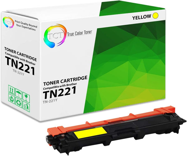 TCT Premium Compatible Toner Cartridge Replacement for Brother TN-221 TN221Y Yellow - 1,400 Pages