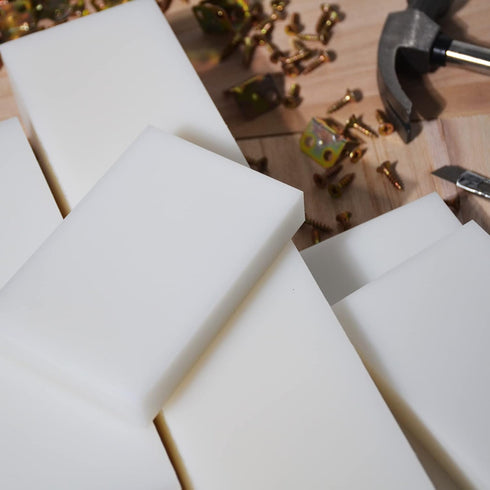 HDPE Block PE Polyethylene Rectangular Hard Plastic Tapping Block, High Density Sheet for DIY Projects (4pcs, White)