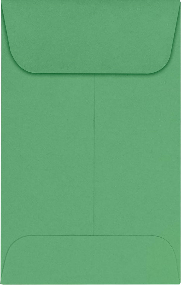 LUXPaper Coin Envelopes, 2 1/4" x 3 1/2", Holiday Green, 80lb Text, 50 Qty