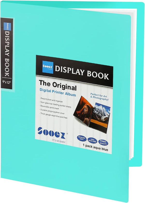 Sooez 30-Pocket Binder with Plastic Sleeves, Heavy Duty Art Portfolio Folder, 9x12" Document Organizer