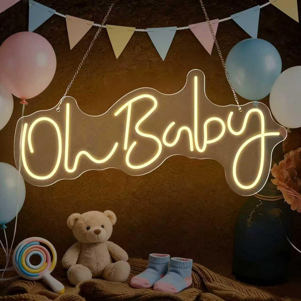 SENYITONWOLD Oh Baby Neon Sign 19.68.6 Inch LED Neon Light, USB Powered Baby