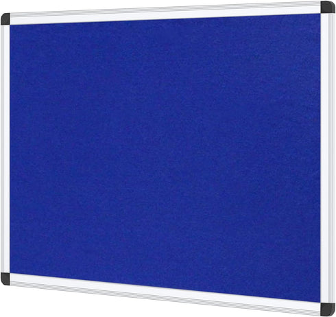 VIZ-PRO Felt Notice Board Blue, 36 X 24 Inches with Silver Aluminium Frame
