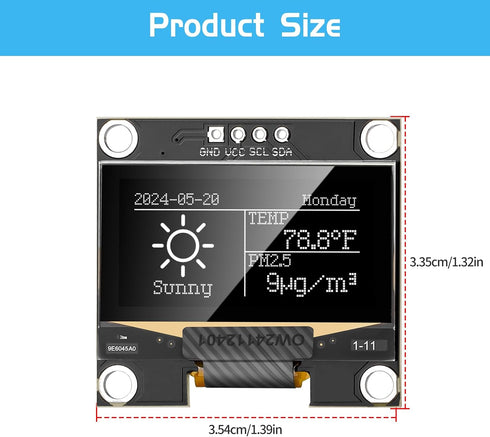 MakerFocus 2pcs 1.3 Inch I2C 128 64 SH1106 Pi/ESP32 IIC OLED Display Module x Pixel Self-Luminous Display Board