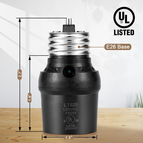 Mighmia E26 E27 Bulb Bulb 2 Pack Light Sensor Socket, Dusk to Dawn Sensor Socket, Light Socket for Light Fixtures, Base