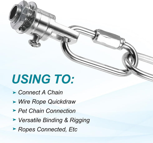5mm Pack 3 MECCANIXITY Chain Connectors, Thick Quick Link Screw Lock Oval Clips for Chandelier Pendant Lights, Chrome