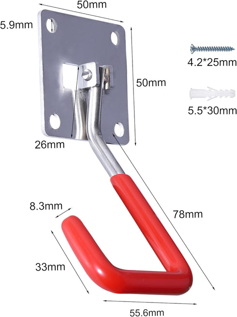 HAISHINE Garage Hooks, Adjustable Heavy-Duty Utility Hooks for Wall Storage, Stainless Steel with Anti-Slip Coating
