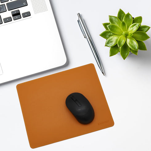 KINOPREV Home,10.2" 8.3",1 Pack Leather Mouse Pad - Wood Mouse Pads with Stitched Edge,PU Non-Slip Mouse Mat,Double
