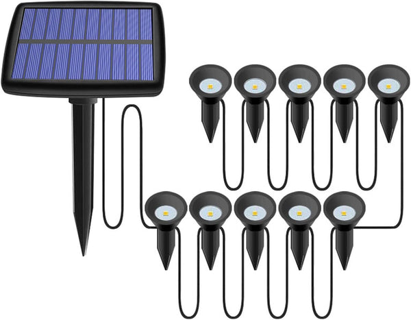 SH-RuiDu Solar Pathway Ground Lights 10 LED Solar String Ground Lights Solar Powered