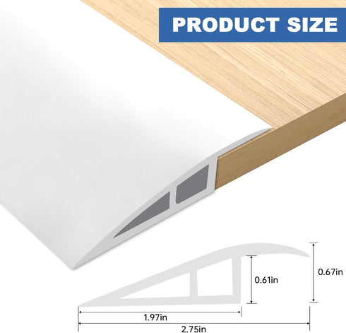 Floor Transition Strip Self Adhesive for Vinyl Door Threshold, Carpet Edging Strip from 2/5" to 3/5" (White, 3.3 Ft)