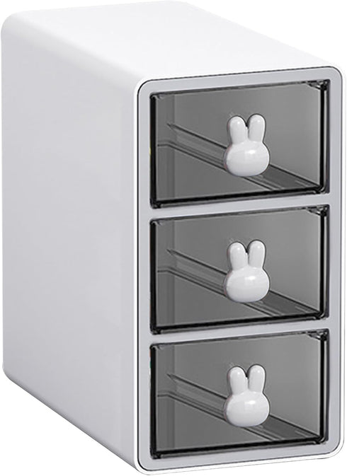 Stackable Desktop Storage Box with 3 Drawers, Transparent Cosmetic Storage Box for Office Desk