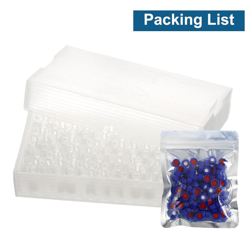 PATIKIL 2ml Autosampler Vial, 100 Pack Pre-Slit Septa HPLC/GC Vials, Lab Clear Vials with Screw Cap Writing Patch