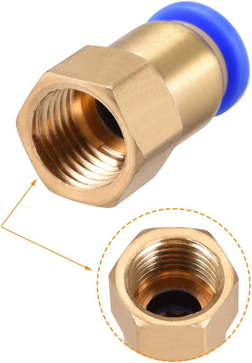 uxcell Push to Connect Tube Fitting Adapter, 8mm Tube OD x G1/4 Female Straight Pneumatic Connector, 4pcs
