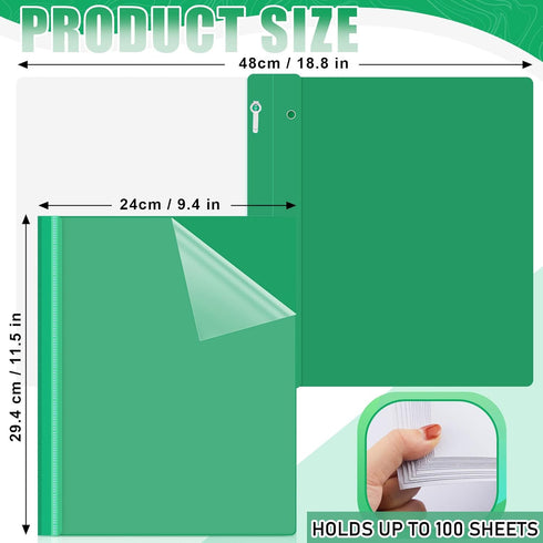 Teling 48 Pcs Clear Front Report Covers with Prongs, Plastic Presentation Folders, 3 Prong Resume Portfolio Folder for