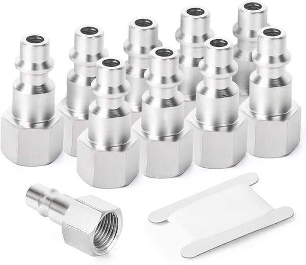 GASHER 10PCS 3/8-Inch NPT Female Industrial Air Tool Fitting, High Flow Pneumatic Plugs, Max Working Pressure 300PSI