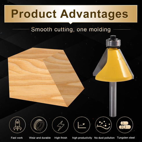 30 1/4 Inch (1/4" 30 KATUR Degree Chamfer and Bevel Edging Router Bit, Carbide Tipped Chamfer Router Bit with Shank