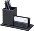 KINGFOM PU Leather Desk Organizer and Accessories, Black Pencil Holder with Business Cards Stand, School Office