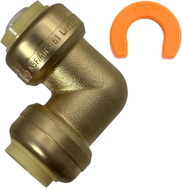 10 Pcs XFITTING Push Fit 1/2 Inch x 1/2 Inch Elbow with 1 Disconnecting Clip, 27-3-3=10W.1C