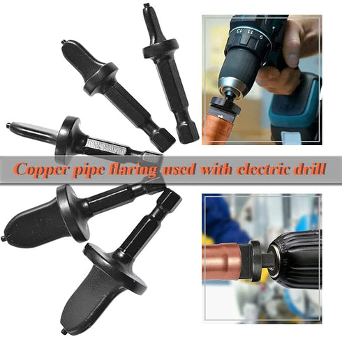 5 Pcs Swaging Tool Drill Bit Set, 1/4 Inch Hex Shank Copper Pipe Swagging Drill Bits Air Conditioner Tube Expander Flaring Tools Copper Pipe Swagging Flare Tools Copper Tubing Repairment Kit