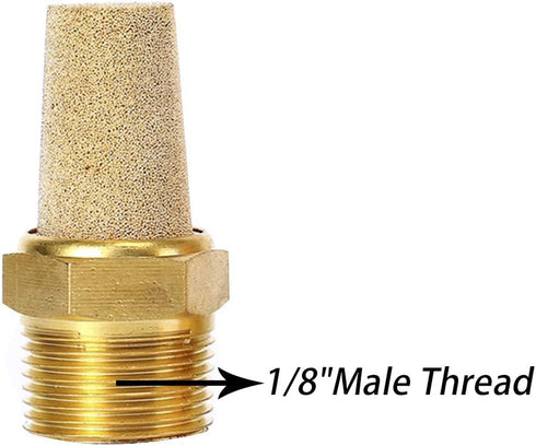 Quickun Air Pneumatic Mufflers, 1/8" Male Thread Sintered Bronze Exhaust Muffler (Pack of 3)