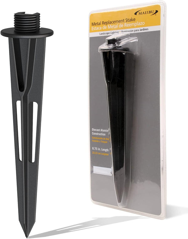 Malibu Landscape Lighting Stake, Metal Outdoor Sturdy Solid Ground Spike for Flood Light Pathway Light