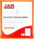 JAM PAPER Bright Orange Plastic Envelopes with Button & String Tie Closure - 12/Pack - 9 3/4 x 11 3/4