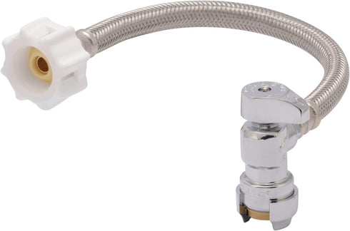 SharkBite 1/2 Inch Angle Stop x 7/8 Inch Ballcock Click Seal Toilet Connector - 12 Inch Brass Fitting