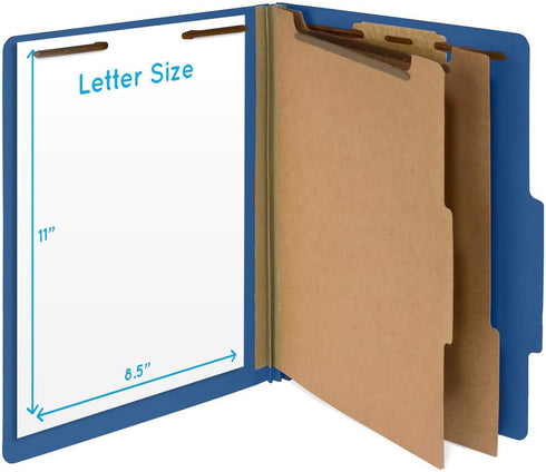 Blue Summit Supplies 12 Pressboard Classification Folders, 2 Dividers, Letter Size Office Folders, 12 Pack