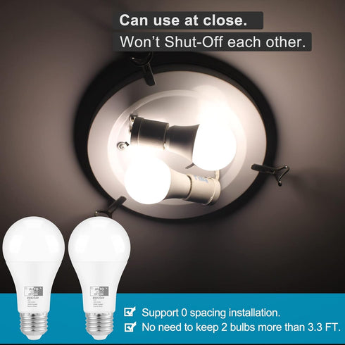Dusk to Dawn Light Bulbs, 60W Equivalent, Daylight LED 9.5W, A19, 2-Pack, HQ-H011
