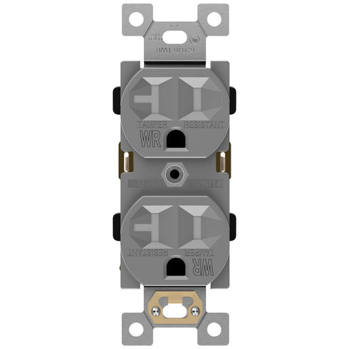 ENERLITES Duplex Receptacle, Tamper-Weather-Resistant, 20A 125V, 2-Pole, 3-Wire, Self-Grounding, Gray, UL Listed