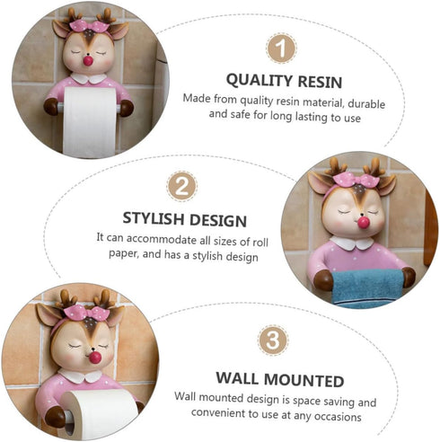 Charming Deer Tissue Rack - Wall-Mounted Paper Holder for Bathroom