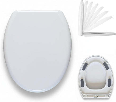 MinSha V/O-Shape Round Toilet Seat with Soft Close - Heavy Duty 17 Inch