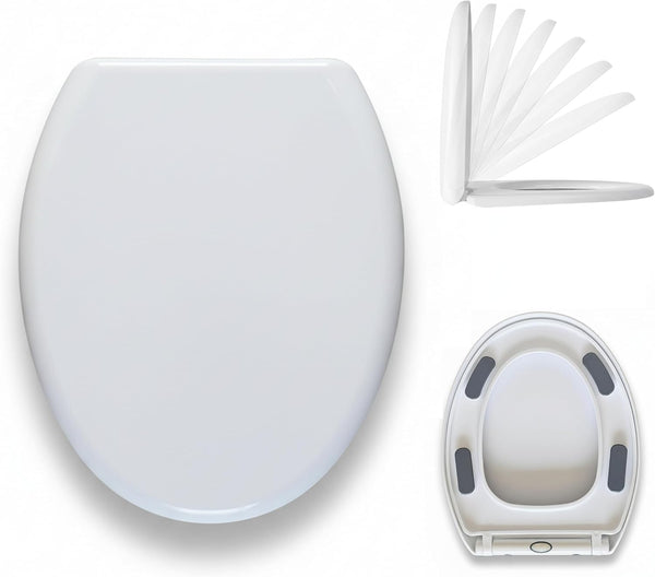 MinSha V/O-Shape Round Toilet Seat with Soft Close - Heavy Duty 17 Inch